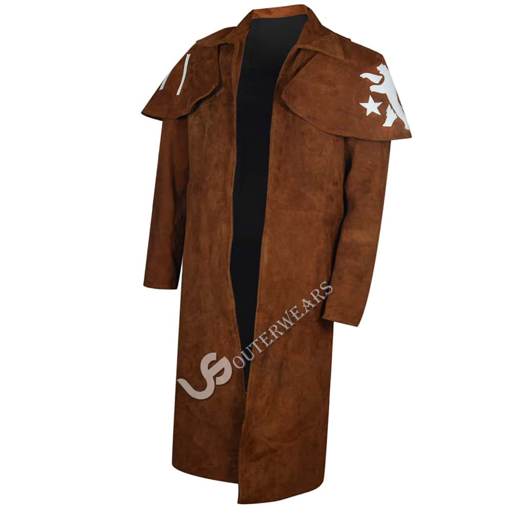 New Vegas A7 Armor Classic Veteran Ranger Brown Suede Leather Trench Coat