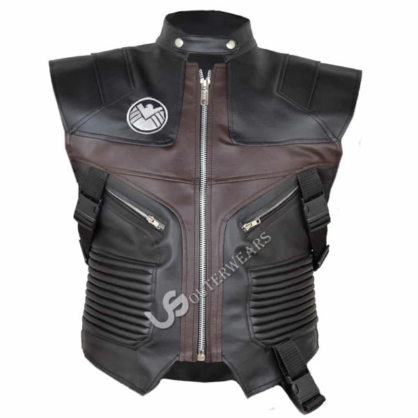 Hawkeye Avengers Agent of Shield Jeremy Biker Leather Vest Jacket