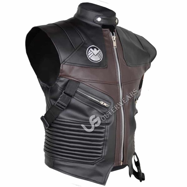 Hawkeye Avengers Agent of Shield Jeremy Biker Leather Vest Jacket