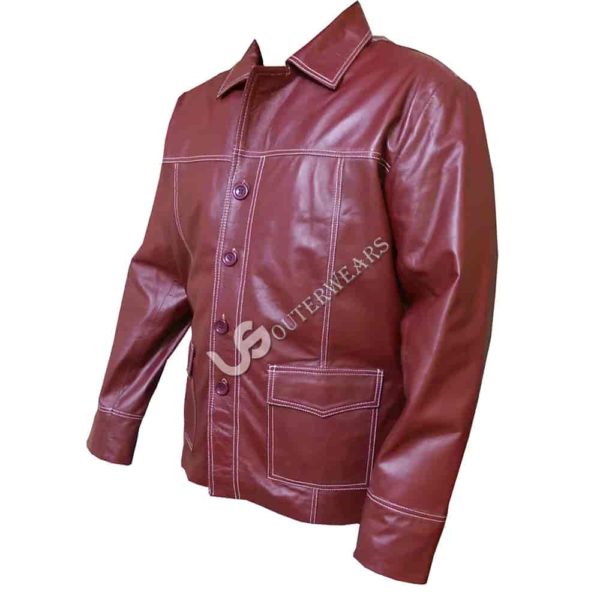 Fight Club Brad Pitt Leather Jacket Coat
